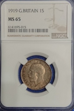 1 Szyling 1919 r. Jerzy V NGC MS65 