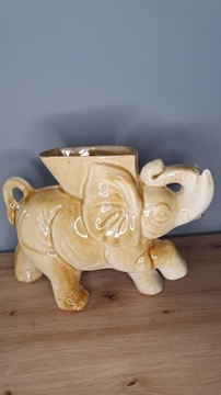 Ceramiczny słoń, osłonka, vintage, prl