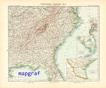 USA część 6 oryginalna stara mapa z 1906 roku 91