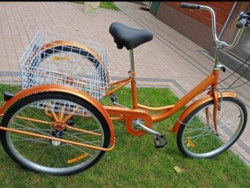 Złoty rower trójkołowy 