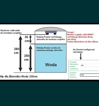 Pomiar wody w zbiorniku Supla powiadomienie na tel