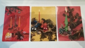 3 pocztówki świąteczne PRL Boże Narodzenie 