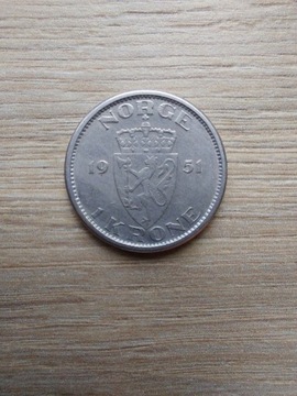 Norwegia 1 krone 1951 stan -II