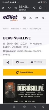 2 Bilety  na Beksiński widowisko w Krakowie