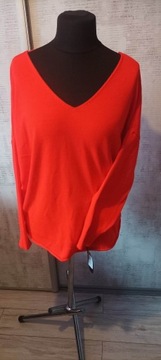 Sweter Damski Plus SIze-pomarańcz neon