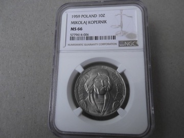 10 zł. 1959 M.Kopernik  NGC MS66 rzadkie