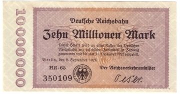 Niemcy, banknot 10 milionów marek 1923 - st. -1/1