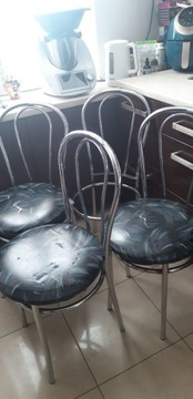 4 krzesła metalowe chromowane