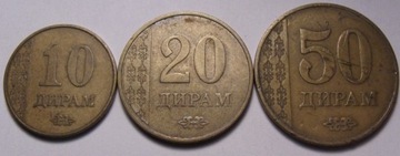 Tadżykistan komplet  10,20,50 diram z 2011 r.