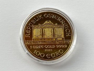 NOWA ! Złota Moneta 1 Uncja 31,1 grama Wiedeńscy Filharmonicy 100 Euro