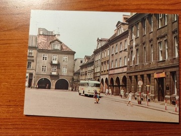 Pocztówka Stare auta Autobus Gliwice Rynek