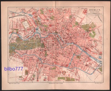 BERLIN stary plan miasta z 1888 roku