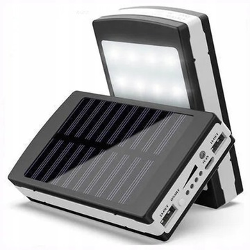 Solarny Powerbank  20000mAh, wodoodporny, 2x USB, Lampa LED