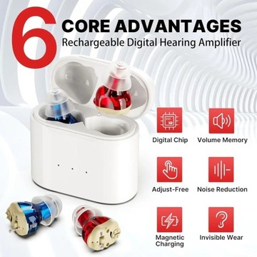 Aparat Słuchowy 2szt.DYSKRETNE NIEWIDOCZNE + ETUI ŁADUJĄCE PROFESJONALNE!