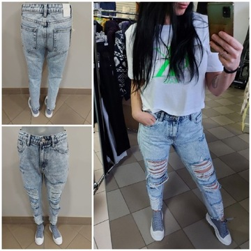 Spodnie jeansowe z przetarciami r. XL