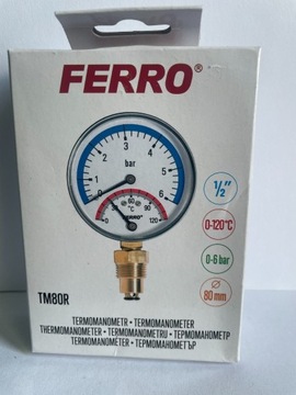 Termomanometr radialny 0-120 °C 0-6 bar 80mm Tel,535066601