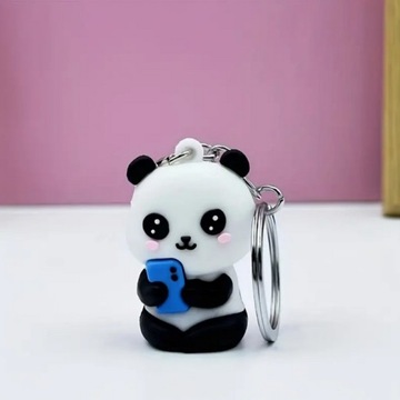 Brelok do kluczy panda niebieski smartfon