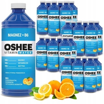 24x oshee Vitamin Water magnez + B6 1100ml cytryna