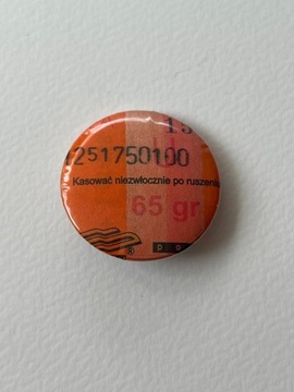 Button przypinka handmade bilet autobusowy unikat 