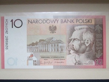 Banknot 10 złotych 2008r. Juzef Piłsudski