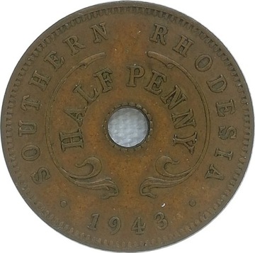 Rodezja Południowa 1/2 penny 1943, KM#14a