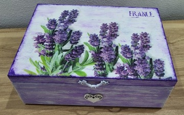 Szkatułka pudełko kufer rękodzieło  lavenda