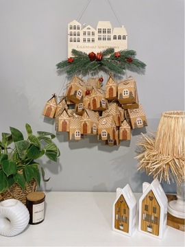 Świąteczna dekoracja kalendarz adwentowy domki