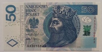 50 ZŁ KAZIMIERZ WIELKI 2017 r SERIA AX 3016943 UNC