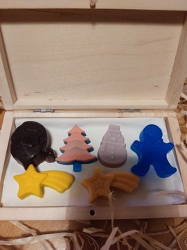 Świąteczne mydełka naturalne w drewnianym pudełku