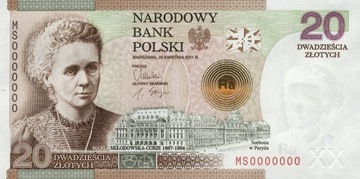 20 zł Maria Skłodowska-Curie numer XXXX