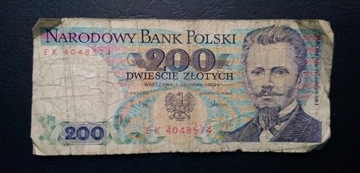 Stary banknot Polska 200 zł 1988 rok PRL 