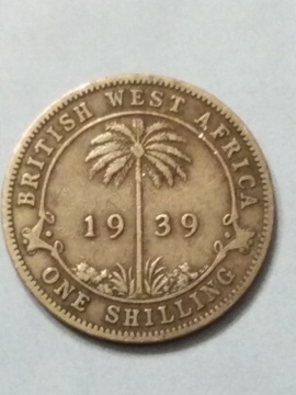Moneta 1 szyling 1939 Brytyjska Afryka Zachodnia 