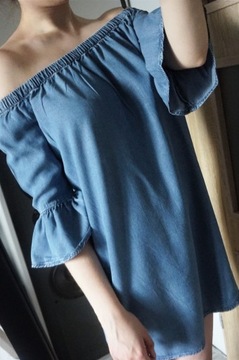 S 36 New Look niebieska jeansowa sukienka wiosna