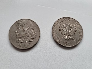 Moneta 10 zł 1971 i 1970 Kościuszko