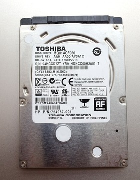 TOSHIBA MQ01ACF050 7200RPM 500GB