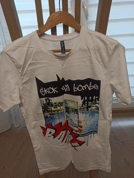 T-Shirt biały rozm. 158 z nadrukiem firmy Reporter Young