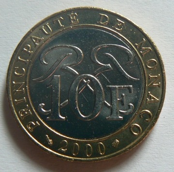 Monako 10 franków, 2000