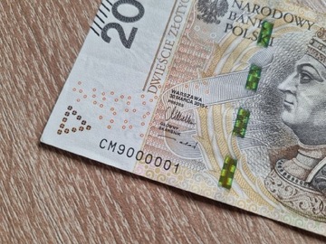 Banknot unikat 200 zł seria CM 9000001 unikatowy