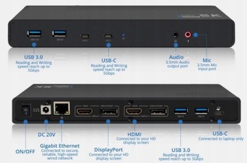 Uniwersala stacja dokująca PROKORD USB-C 2x4K 100W