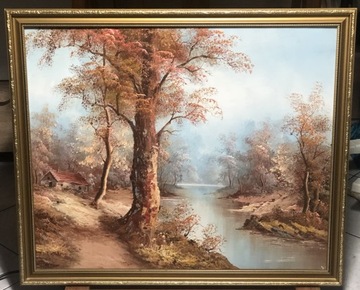 Obraz olejny I.Cafieri Krajobraz leśny.