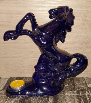 Szklany Świecznik figurka konia