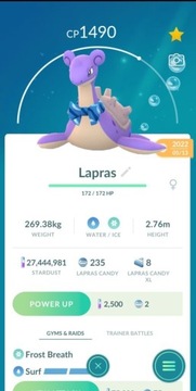 Shiny Lapras z kokardą. pokemon go