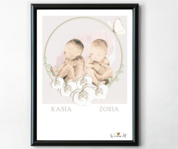 Plakat Metryczka Kasia i Zosia