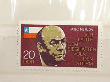 Znaczek DDR 1st Death Anniversary of Pablo Neruda