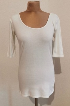 Biała bluzka z rękawem do łokcia, bawełniana bluzka rozmiar 40