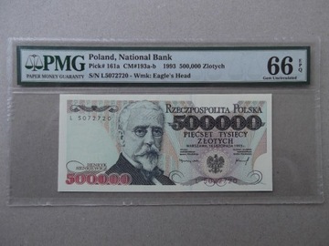 500000 złotych 1993 ser.L  PMG66   EPQ