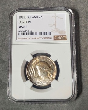 II RP / 2 złote 1925 Londyn / NGC MS61