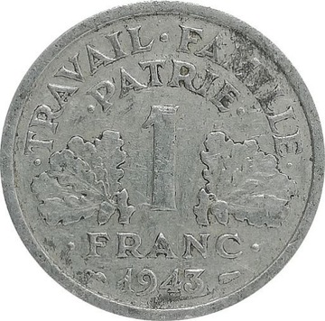 Francja 1 franc 1943, KM#902.1