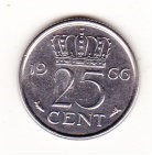 HOLANDIA ....25 centow ... 1966 ...KM 183
