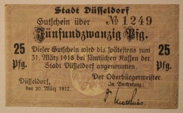 25 Pfennig 1917 Stadt  Diffeldorf, NIEMCY  